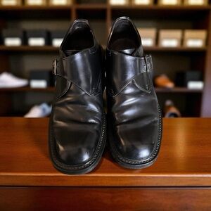 J.Crew Men’s Leather Monk Strap Dress Shoes – Black, Made in Italy – Size 9.5